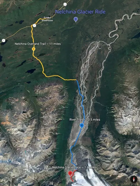 Operator's route map — Nelchina Glacier Ride. Illustrative, not for navigation.