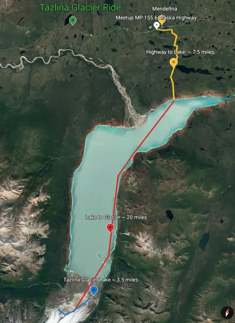 Operator's route map — Tazlina Glacier Ride. Illustrative, not for navigation.